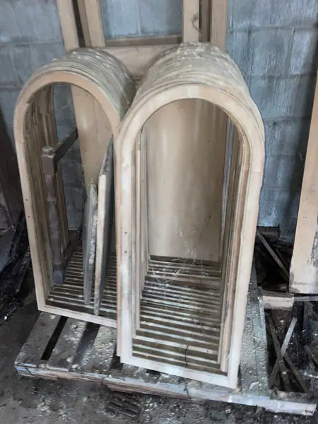 Warehouse sale, selling thousands of wood materials from door frames, cabinet faces, glass, shutters, mirror frames, curio cabinet faces, furniture legs, and more