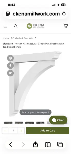 Ekena Millwork Thornton Arch. Grade PVC Bracket 