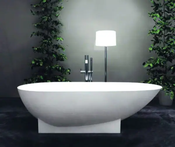 72-in L x 36-in W x 20-in H Resin Stone Freestanding Bathtub with center drain