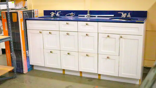Blue Quartz Countertop Double Basin Vanity