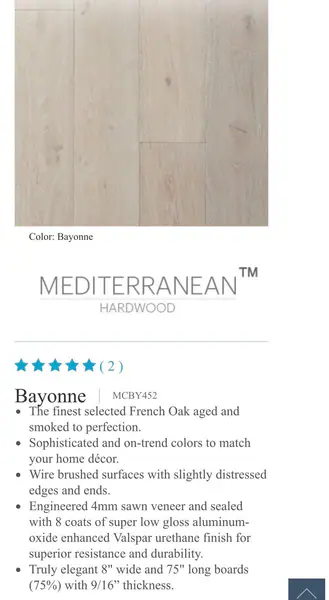 250 sq ft California Classics Mediterranean Collection Bayonne Hardwood Flooring – New
