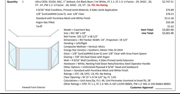 Brand New Milgard Fiberglass Bay Window