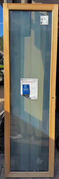 Glass sliding door with wood frame (x3)