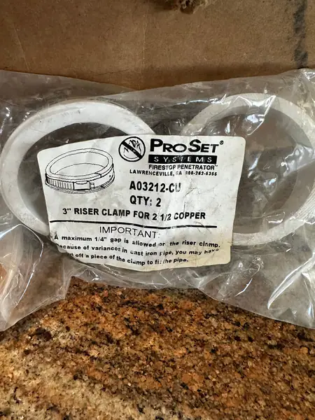 ProVent ProSet 3” rider clamp for 2-1/2” Copper pipe 