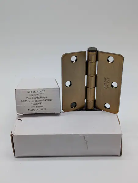 EMTEK French Antique (US7) Hinge 3.5"x3.5" 1/4" RdCr