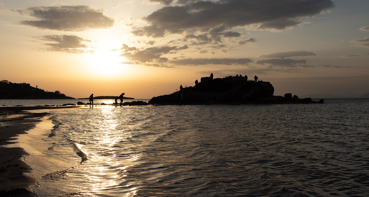 Golden hour in a beach Athens