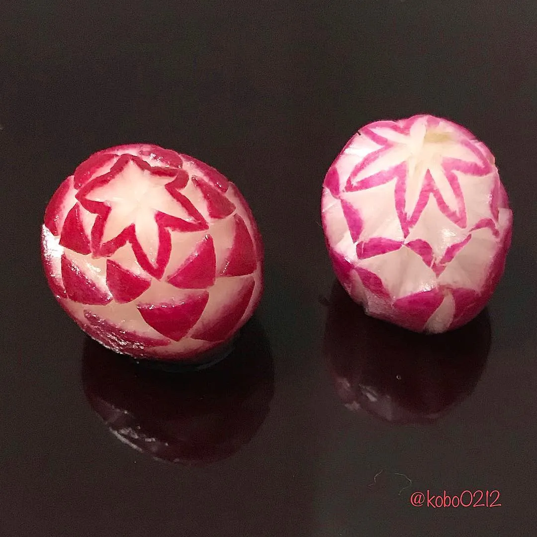 ????????? ෆ ෆ ෆ ラディッシュの飾り切りをしました??‍♀️ ෆ ෆ ෆ ?????????