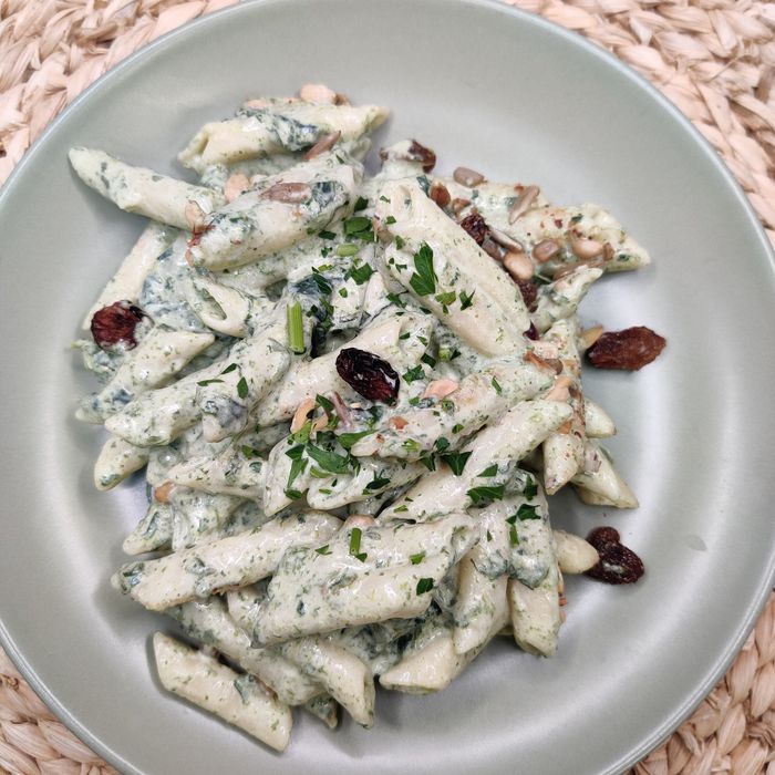 Pasta amb salsa d'espinacs 