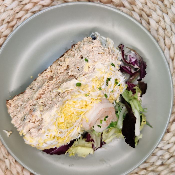 Pudding de lluç i salmó