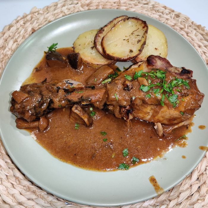 Cuixa de gall dindi al forn amb prèssec