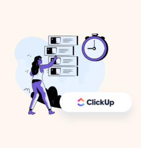 ilustração de mulher fazendo clickup time tracking