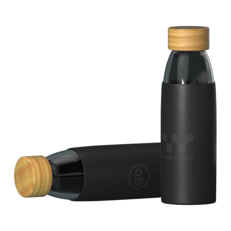 Gourde en verre borosilicate con bouchon en bambou Glossy
