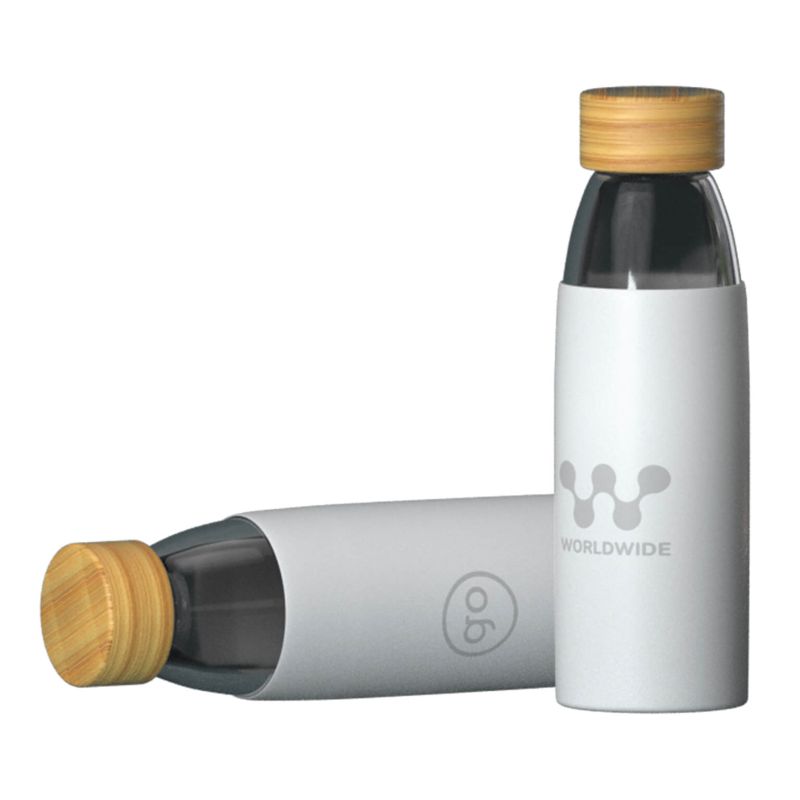 Gourde en verre borosilicate con bouchon en bambou Glossy