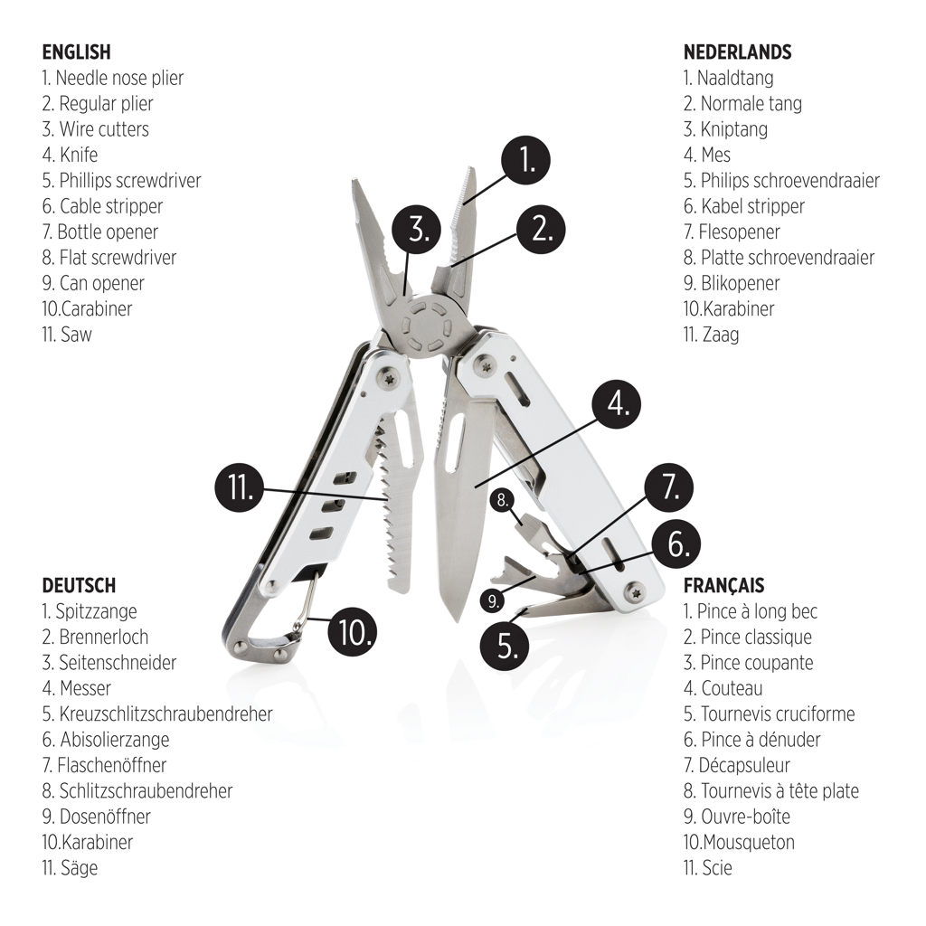 Outil multifonctions avec mousqueton Solid