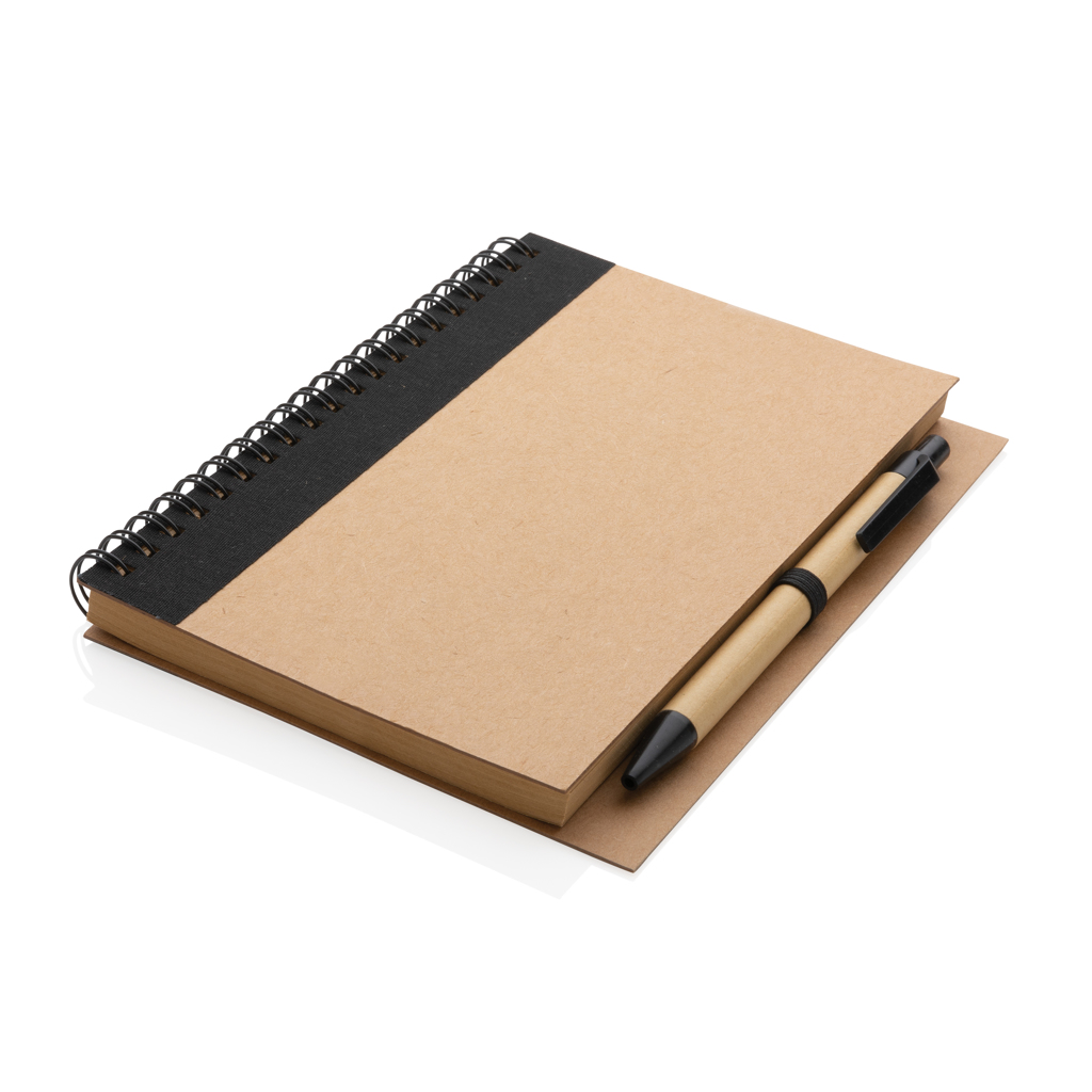 Cahier à spirales kraft avec stylo