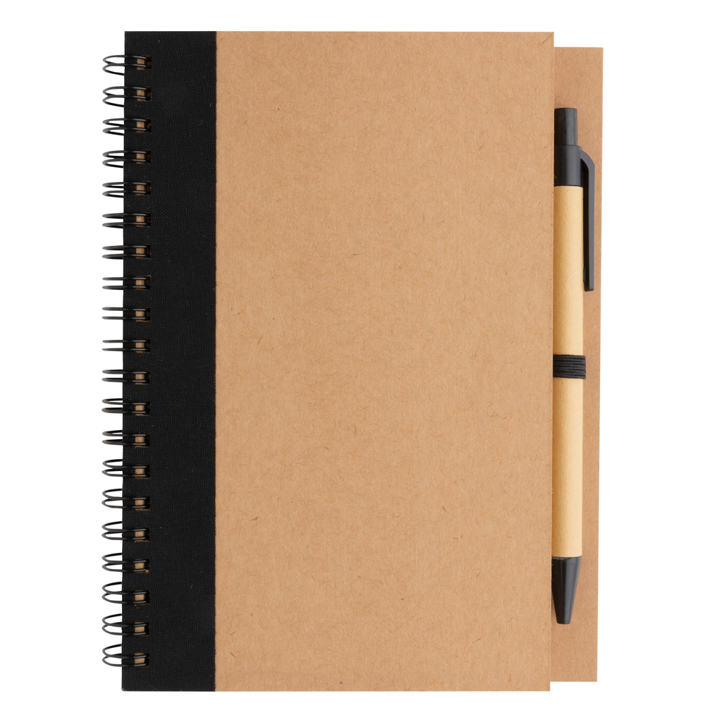 Cahier à spirales kraft avec stylo