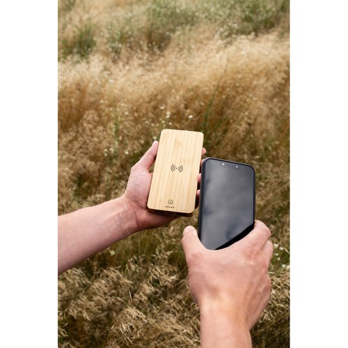 Power Bank sans fil en bambou 8000 mAh B'RIGHT, chargeur sans fil 15W | Benson