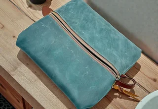 leather teal toiletry bag bathroom