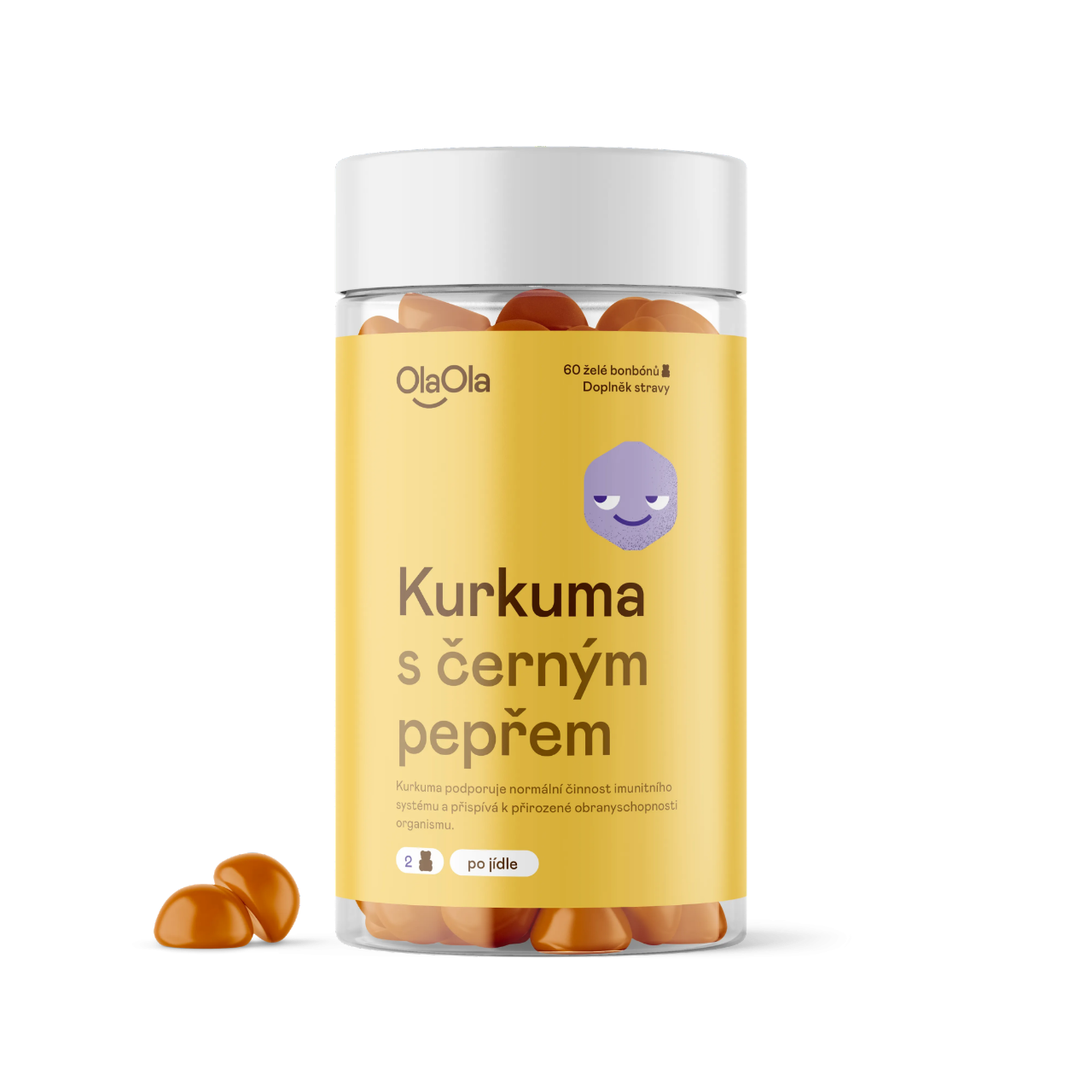 OlaOla Kurkuma s černým pepřem podporující organismus - 60 želé bonbónů