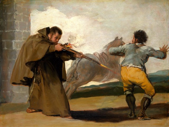 Friar Pedro Shoots El Maragato as His Horse Runs Off by Francisco Goya