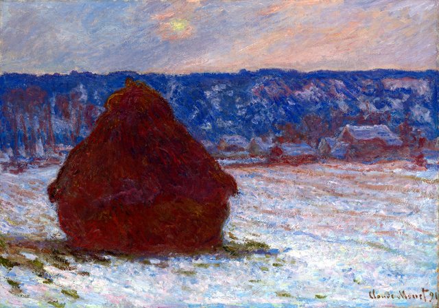 Stack of Wheat (Snow Effect, Overcast Day) by Claude Monet