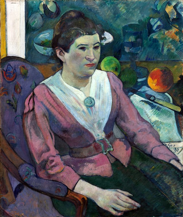 Woman in Front of a Still Life by Cezanne by Paul Gauguin