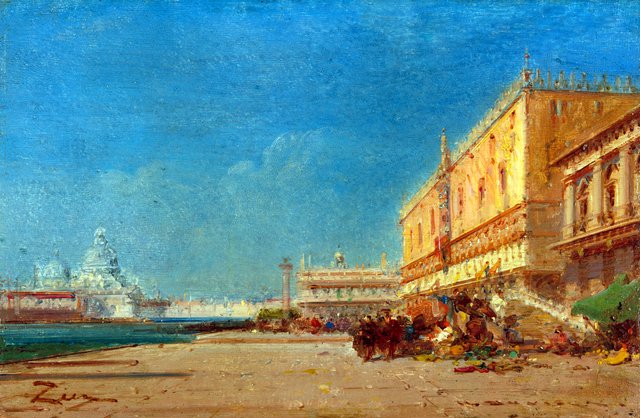 Venice from the Riva looking toward the Piazzale San Marco by Félix Ziem
