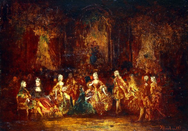 Persons in Louis XV Costumes by Adolphe Joseph Thomas Monticelli