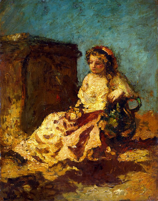 Meditation (Seated Woman) by Adolphe Joseph Thomas Monticelli