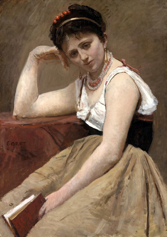 Interrupted Reading by Jean-Baptiste Camille Corot