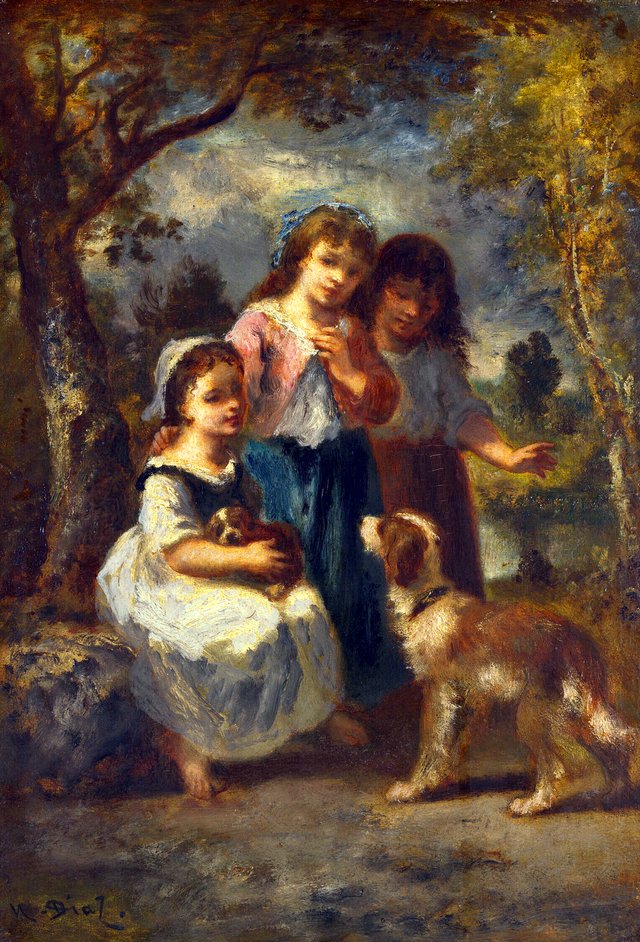 Three Little Girls by Narcisse Virgilio Díaz