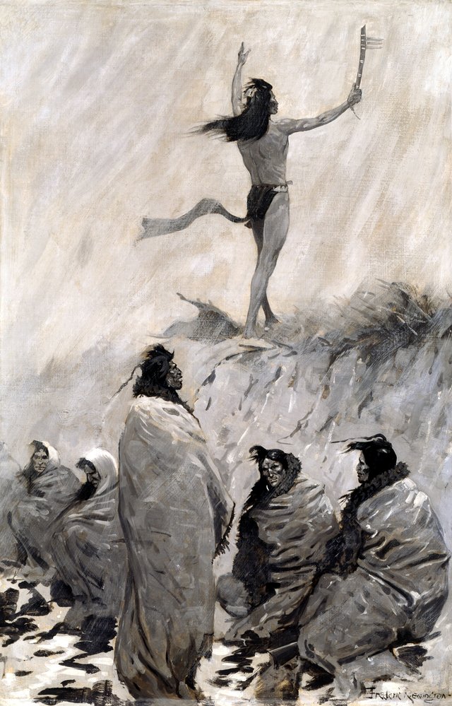 The Fire Eater Raised His Arms to the Thunder Bird by Frederic Remington