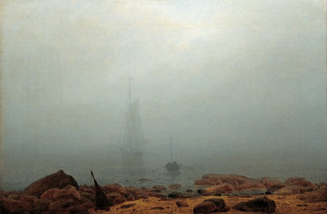 Sea beach in the fog by Caspar David Friedrich