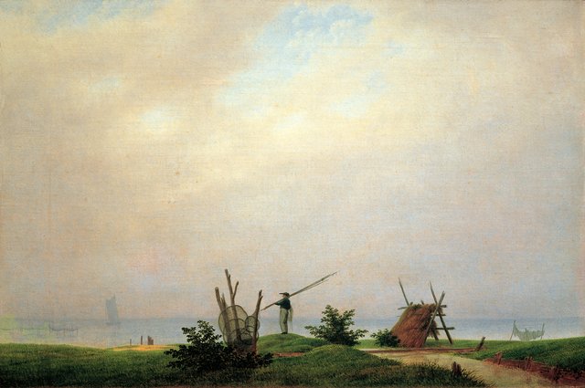 Seashore with fisherman by Caspar David Friedrich