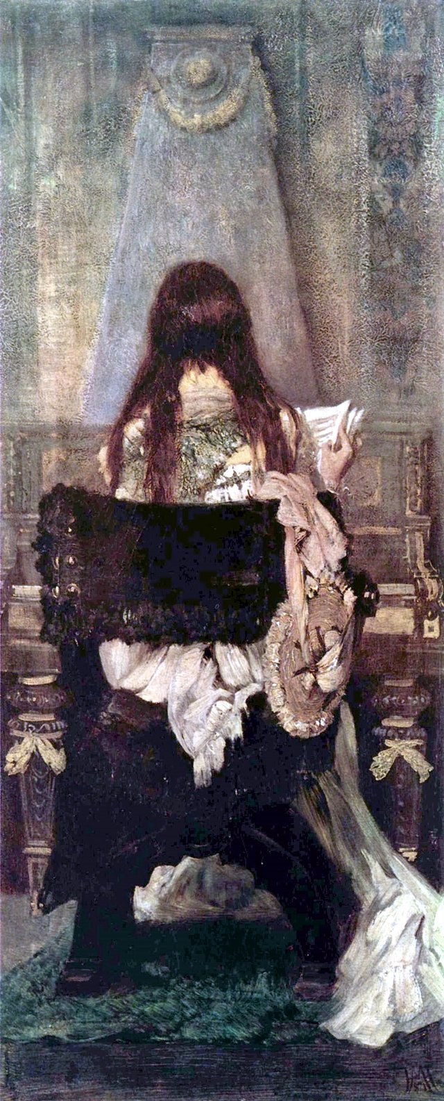Woman playing the spinet by Hans Makart