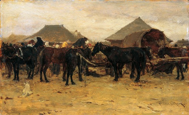Pferdemarkt in Szolnok I by August von Pettenkofen