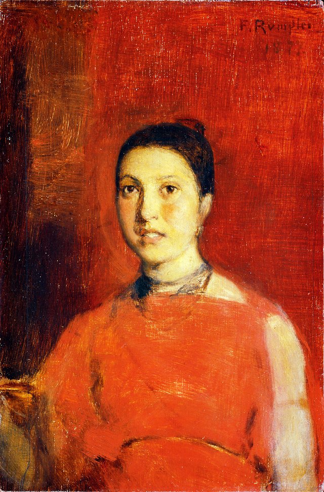 Mädchen in rotem Kleid by Franz Rumpler