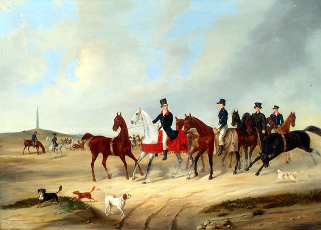 Reiterkavalkade mit Hunden by August von Rentzell