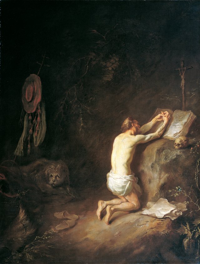 The penitent St. Jerome in the wilderness by Martin Johann Schmidt