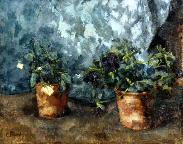 Still life with flower heads by Carl Schuch