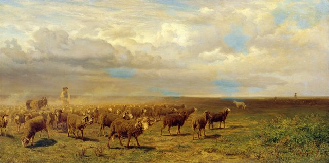 Schafherde in der Puszta by Gustav Ranzoni
