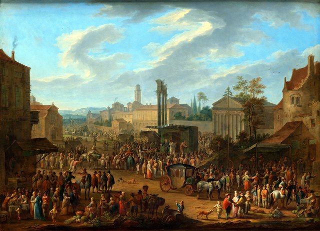 Market with temple and maypole by Franz de Paula Ferg