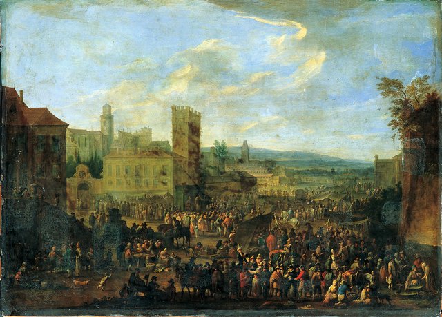Fairground with Crenellated Keep by Franz de Paula Ferg
