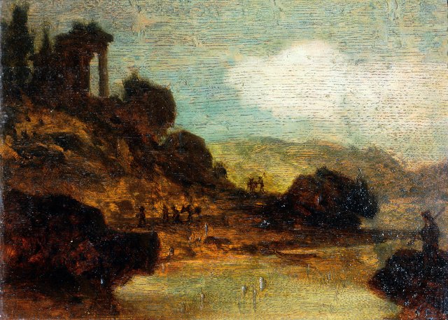 Landschaft mit Ruine by Joseph Hasslwander