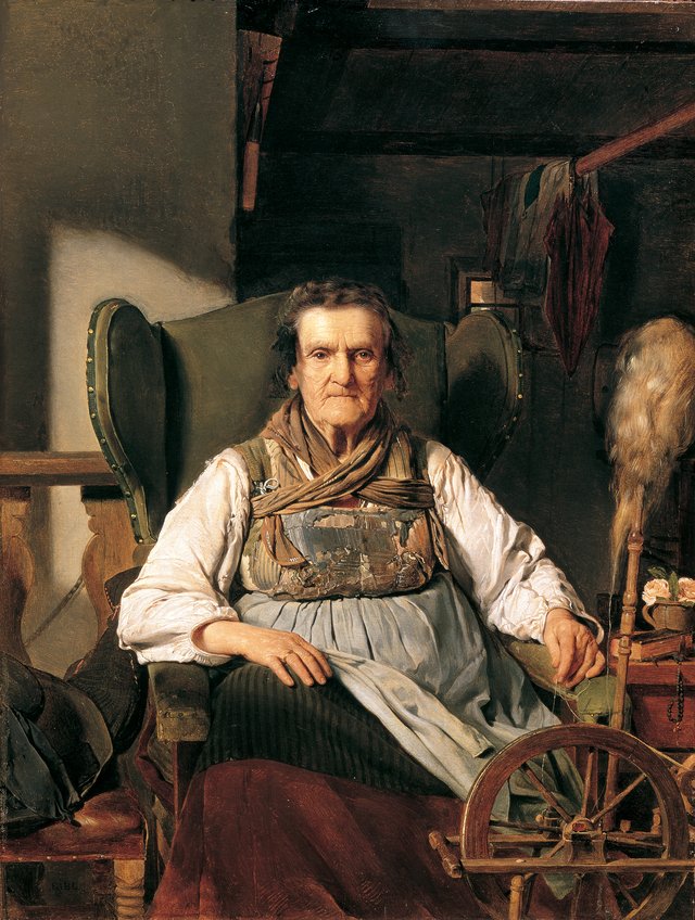 Eine Ramsauer Bäuerin am Spinnrad by Franz Eybl