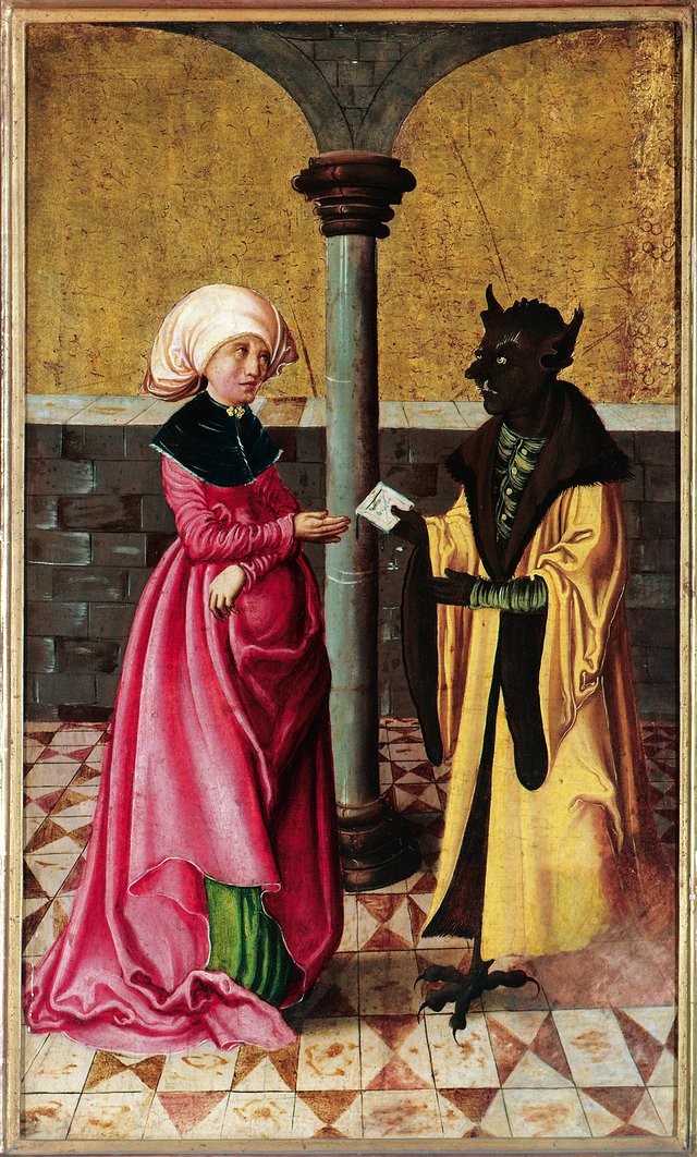 The delivery of the False Message by the Devil (Legend of St Cosmas and Damian) by Meister der Legendenszenen