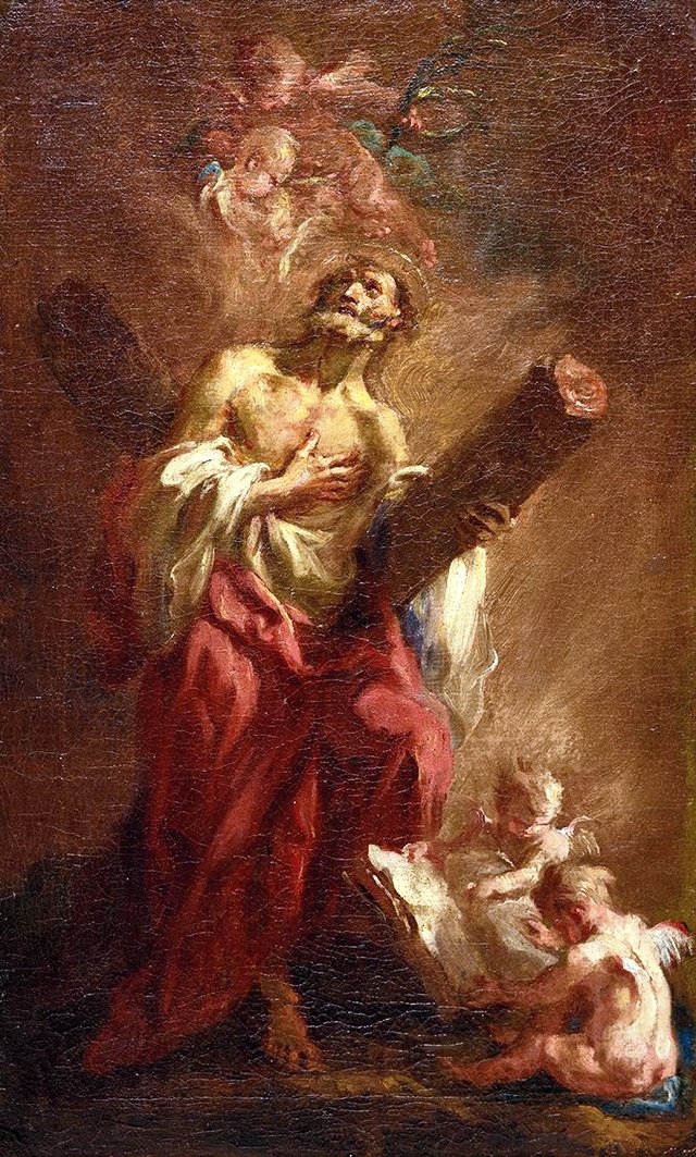Der Apostel Andreas mit dem Kreuz by Martin Johann Schmidt