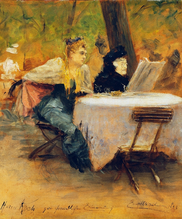 Im Gartenrestaurant by Josef Engelhart