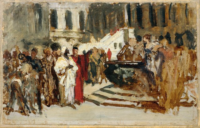 Skizze zum Gemälde "Arabische Kaufleute in Venedig" by Leopold Carl Müller