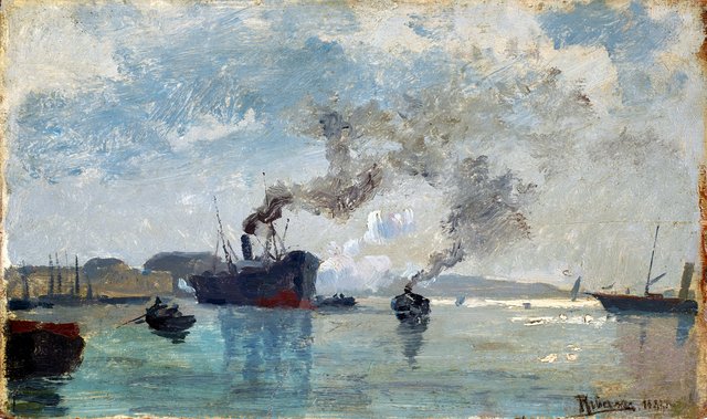 Schiffe im Hafen by Rudolf Ribarz